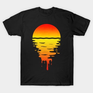 Tropical 80s Style Sunset Waterripples T-Shirt T-Shirt